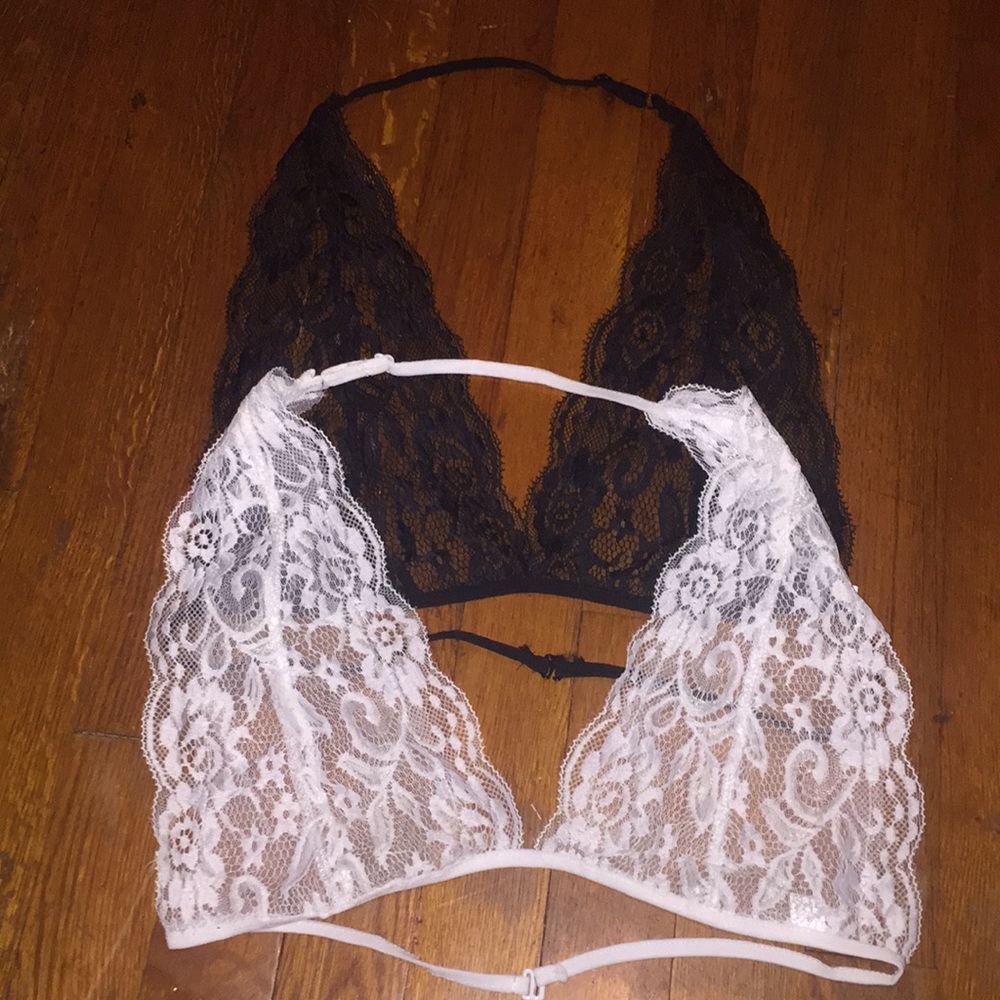 2 lace bralettes (black/white)